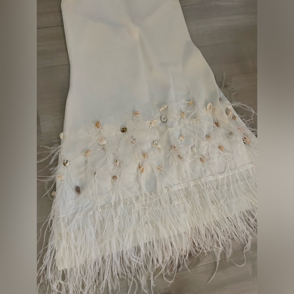 STAUD Haylee White Sea Shell and Feather Mini Dress - Bridal Bachelorette - Picture 5 of 8